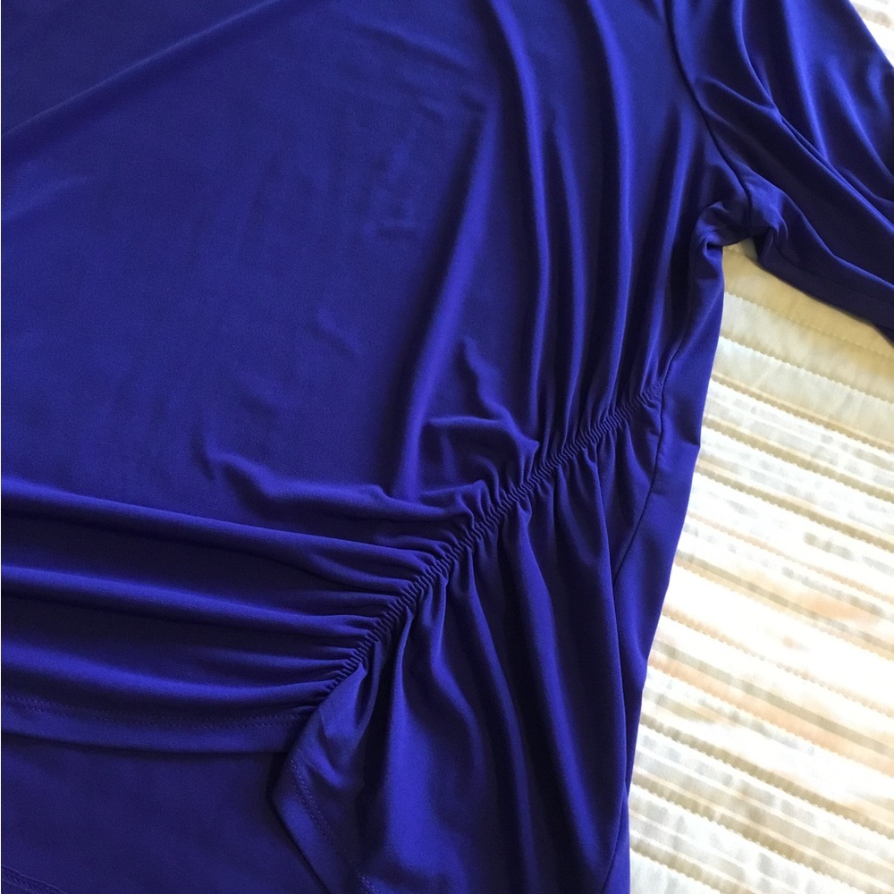 Croft & Barrow XXL Blue 3/4 sleeve blouse pull over w/ rusching detail - Picture 5 of 7